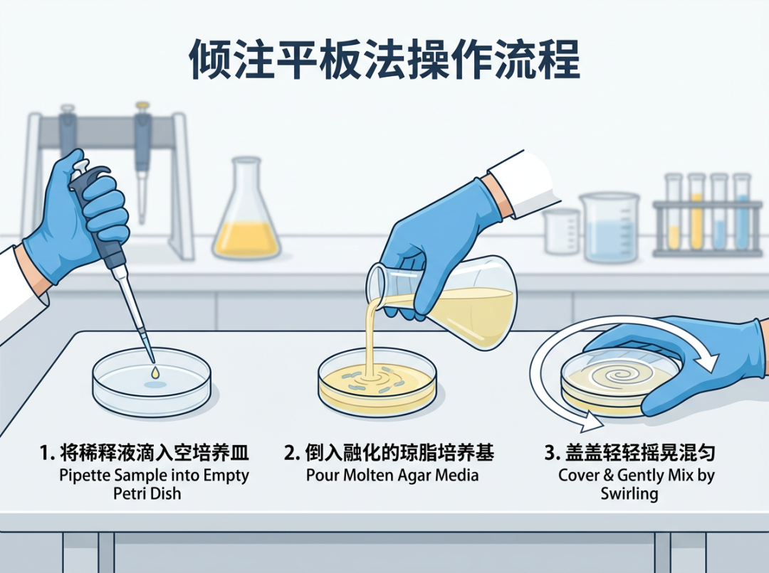 倾注平板法操作流程图